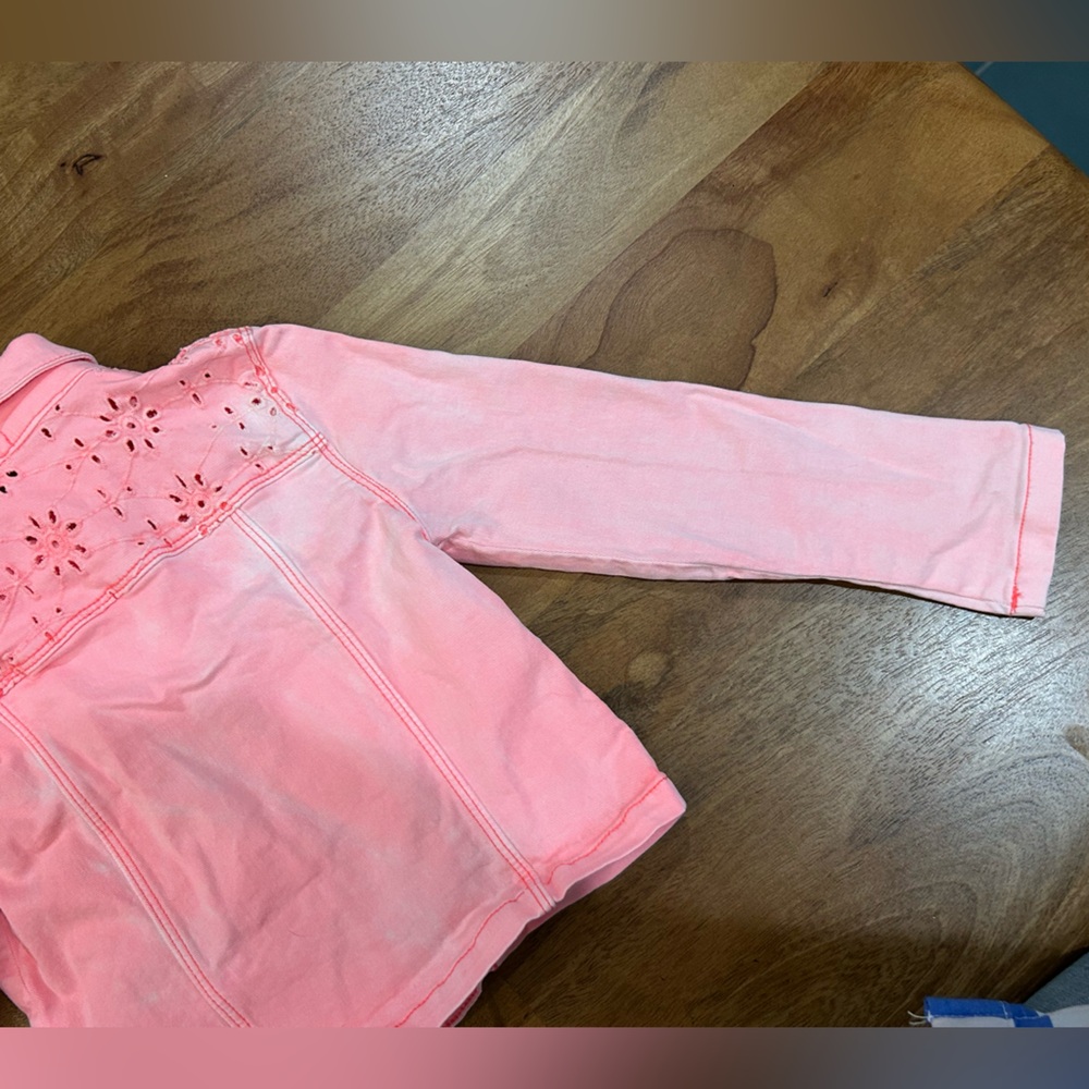 Billieblush Pink Girls' Asymmetrical Zip Jean Jacket - Picture 6 of 10